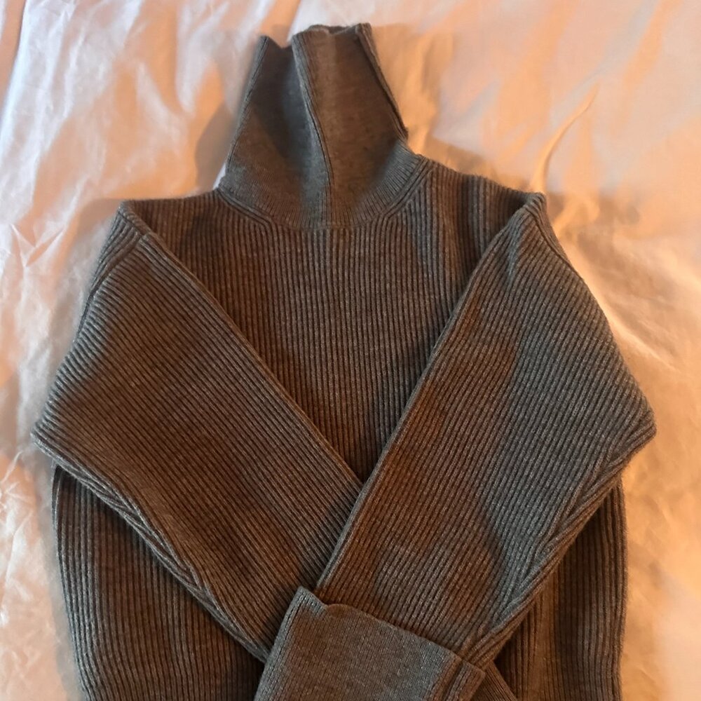 Cowl neck gray sweater